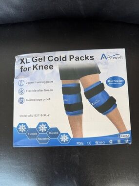 Atsuwell XL Gel Cold Packs for Knee - Blue (2 Pack)